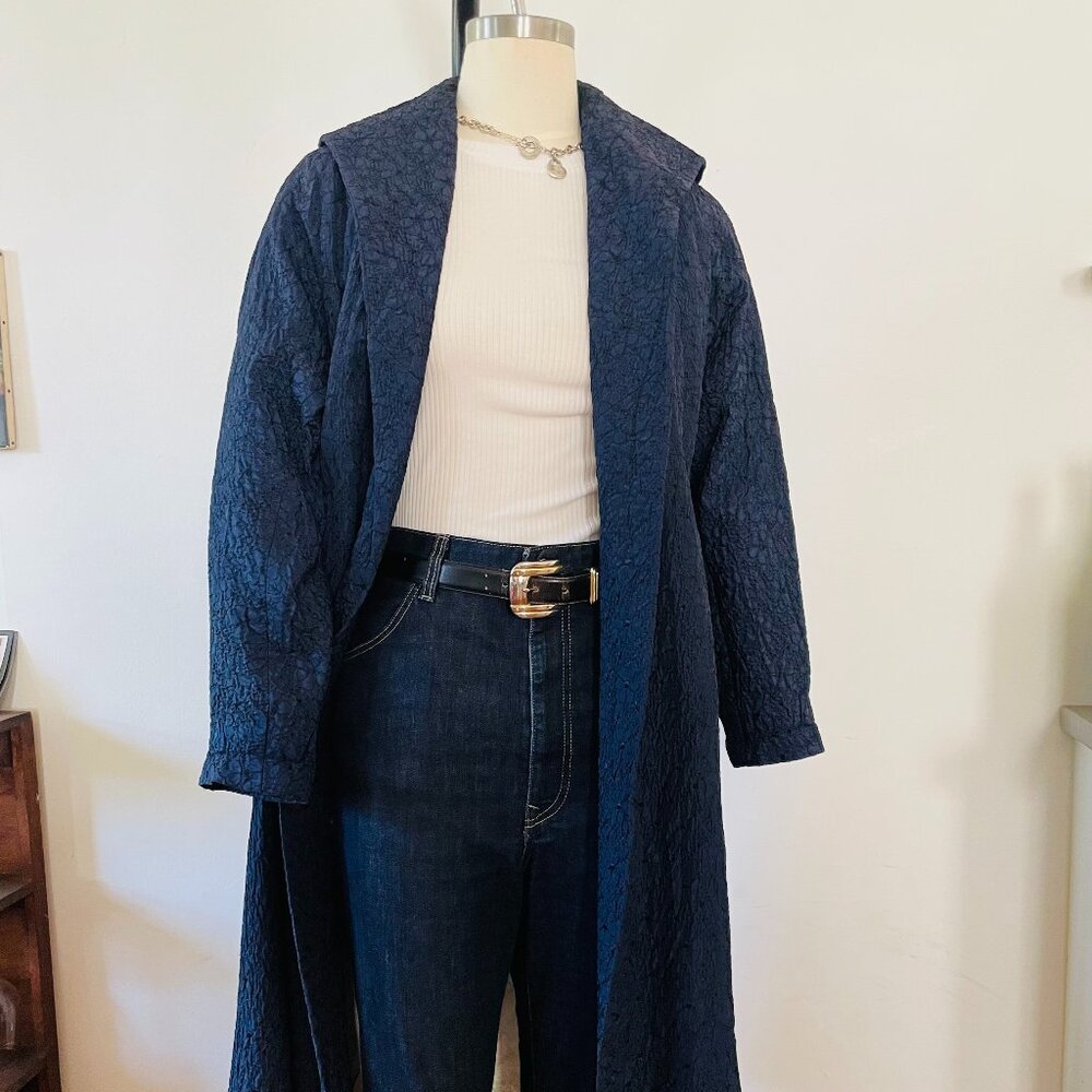 Vintage 1950s Textured Jacquard Duster Coat – Women M